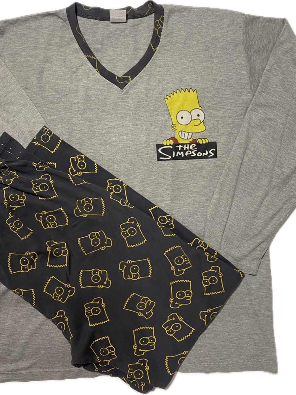 Gray & Black The Simpsons Men's Pajama Set with Bart Graphic size L